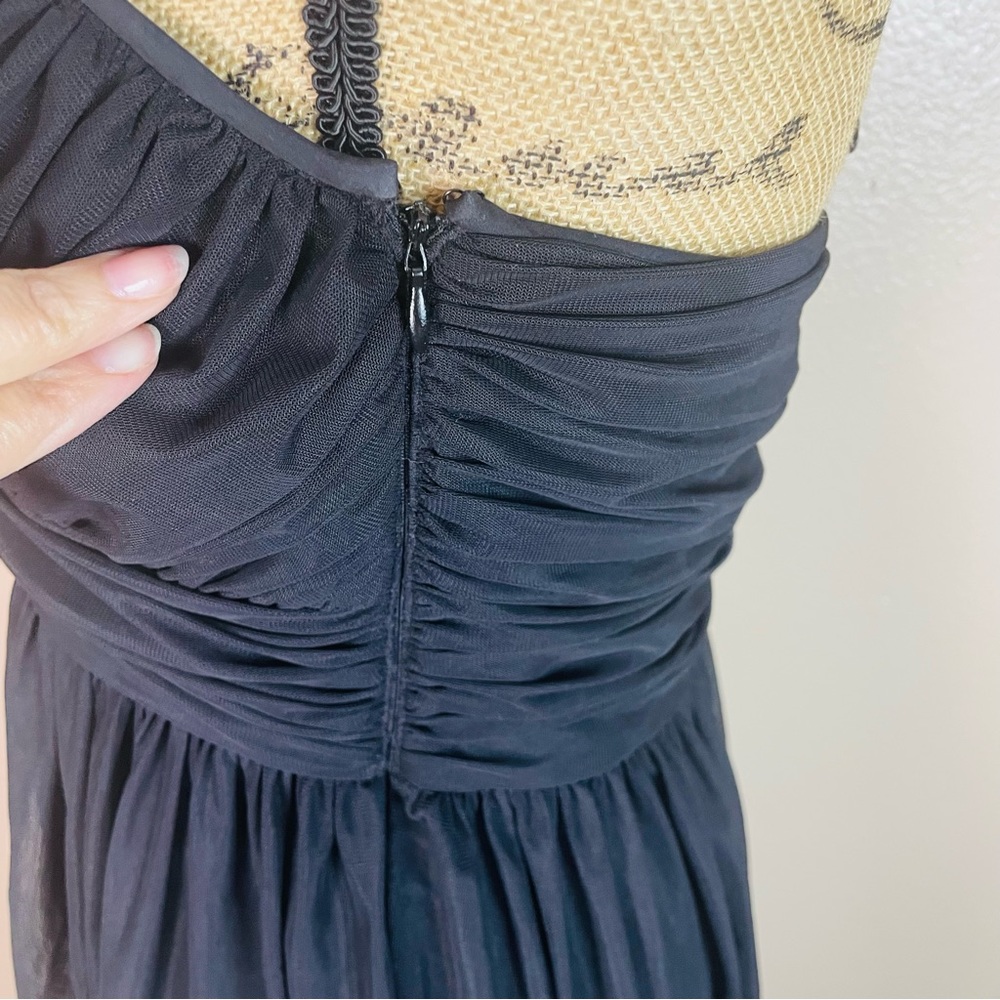 Vtg Maggy London Sequins Black Chiffon Front Beaded Cocktail Dress 12P Evening - Picture 10 of 11